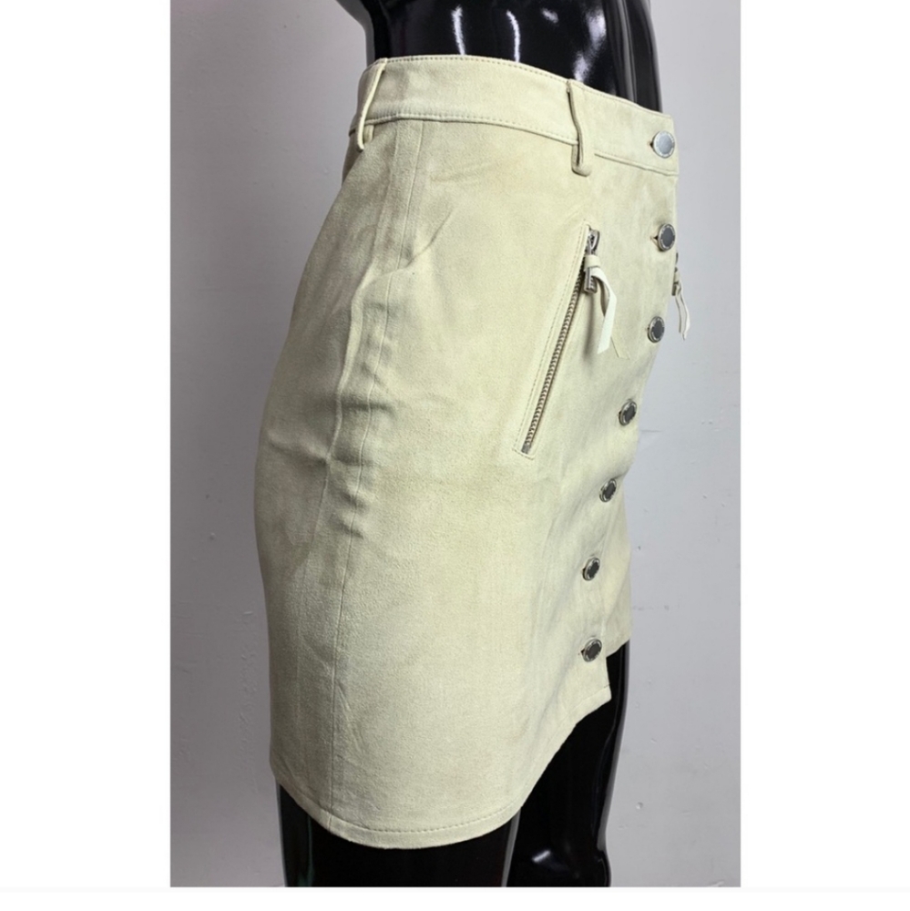 Avec Les Filles Button Suede Mini Skirt - Picture 2 of 4